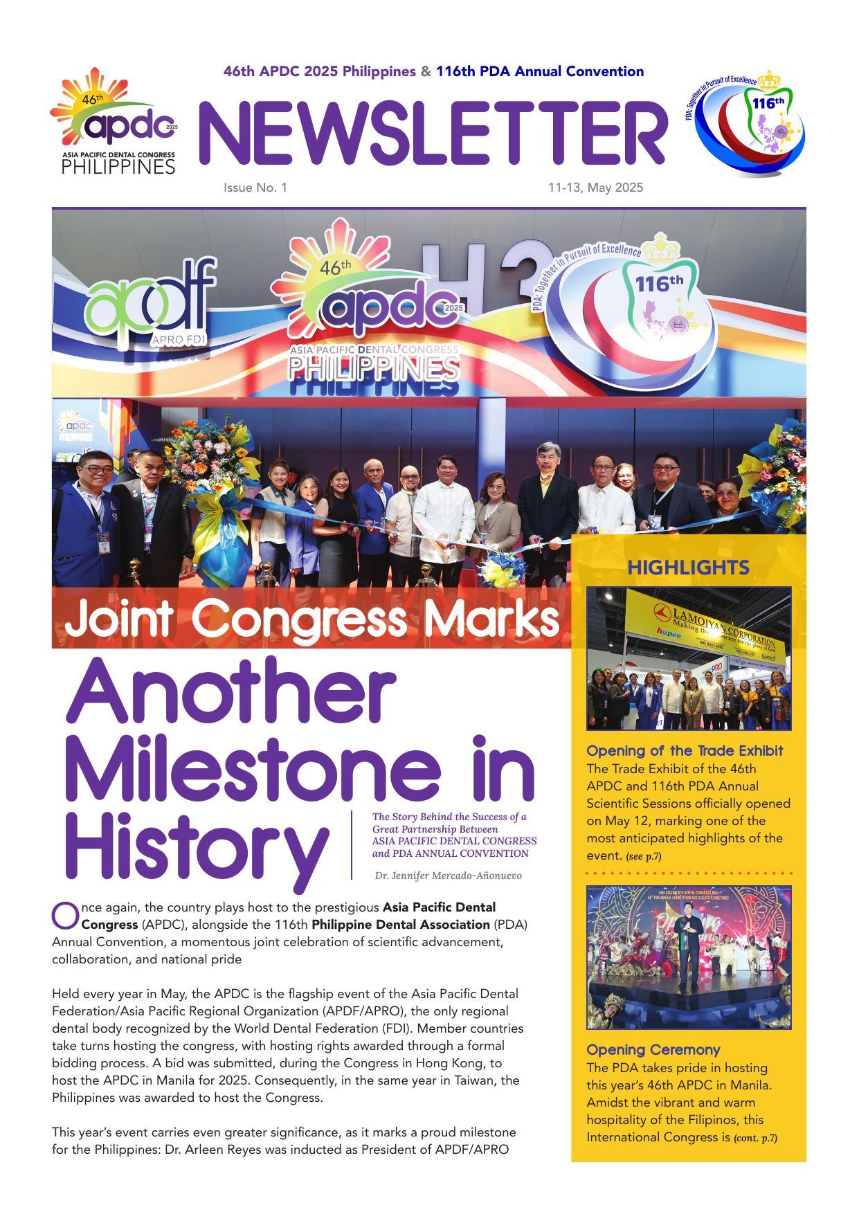 46th APDC & 116th PDA Annual Convention Newsletter, Issue No. 1 — cover