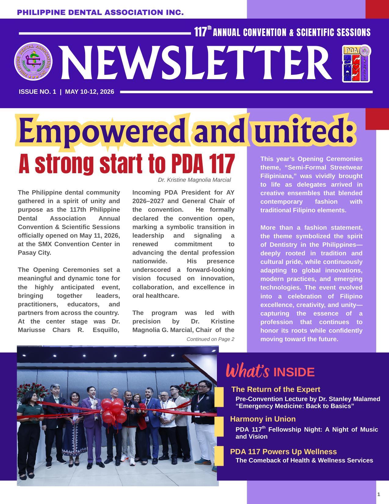 PDA 117th Annual Convention & Scientific Sessions Newsletter, Issue No. 1 — cover